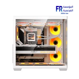 Alternative view of DarkFlash C280 Eatx Pillar Less Panoramic Glass Back Connect Support Vertical Gpu Type C White Mid Tower Case