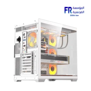 DarkFlash C280 Eatx Pillar Less Panoramic Glass Back Connect Support Vertical Gpu Type C White Mid Tower Case