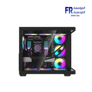 darkFlash L285 white ATX mid-tower case with curved tempered glass and four DM20 ARGB fans, view 3