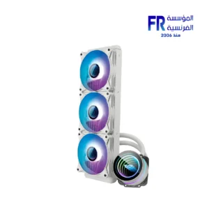 DarkFlash Twister DXV2.6 white 360mm liquid CPU cooler with infinity-mirror pump and ARGB fans, view 2