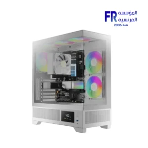 Gamdias Atlas M1 Built-in LCD System Monitor Seamless Tempered Glass 3x120mm ARGB PWM Fans White Mid Tower Case