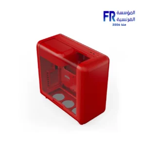 HYTE X50 mid-tower case in Wild Cherry Red with laminated acoustic glass and Cold Floor cooling, view 3