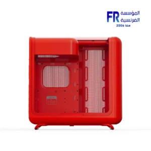 HYTE X50 mid-tower case in Wild Cherry Red with laminated acoustic glass and Cold Floor cooling, view 4