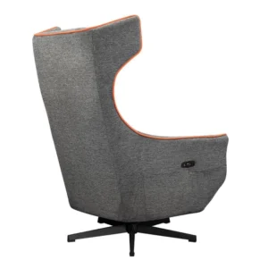Side view of Cougar Magus Gray electric recliner with side pocket and recline controls