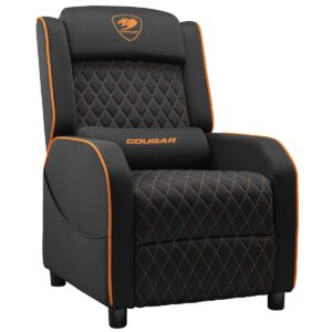 Cougar Ranger One gaming chair in black woven fabric with orange trim