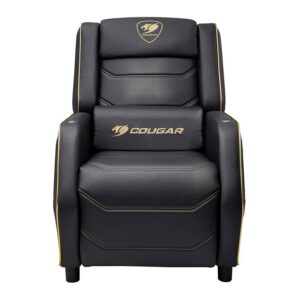 COUGAR Ranger Pro Royal black and gold gaming chair with foldable footrest and USB-C