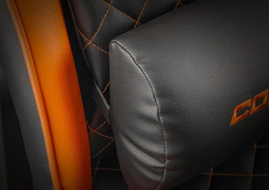 Cougar Armor One V2 F Orange Gaming Chair Hidden Lumbar Strap and Rear Storage Utility