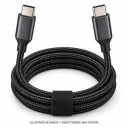 AI-generated illustrative black braided USB-C to USB-C cable; exact Prime TBT4 model may differ.