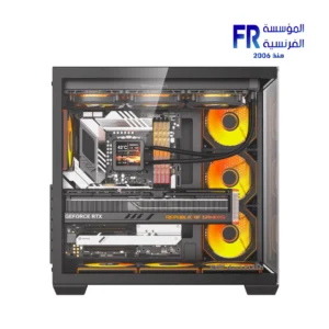 DarkFlash C280 Eatx Pillar Less Panoramic Glass Back Connect Support Vertical Gpu Type C Black Mid Tower Case
