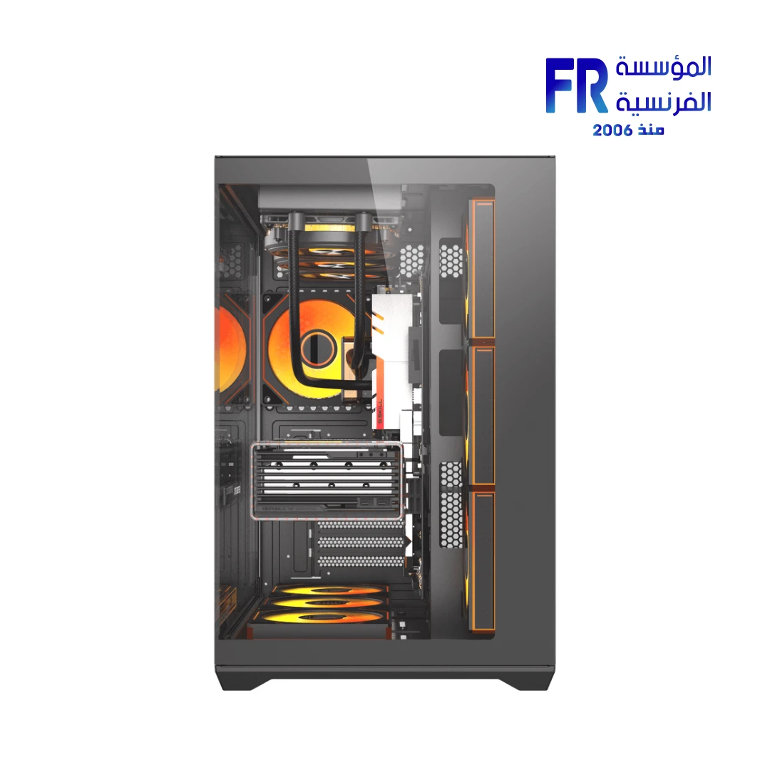 DarkFlash C280 Eatx Pillar Less Panoramic Glass Back Connect Support Vertical Gpu Type C Black Mid Tower Case