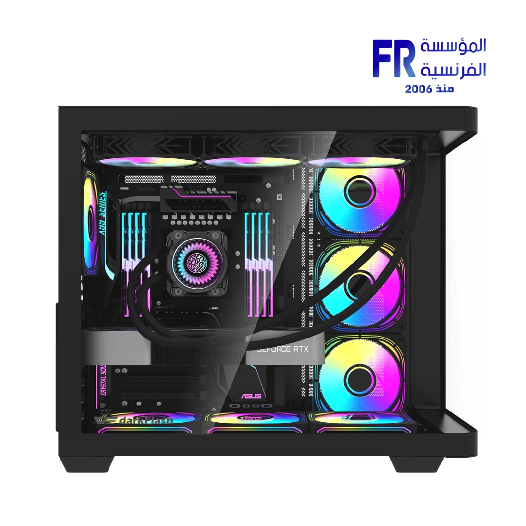 DarkFlash L285 Atx Curved Tempered Glass Back Connect Support Argb Type C with 4x DM20 Fans Black Mid Tower Case