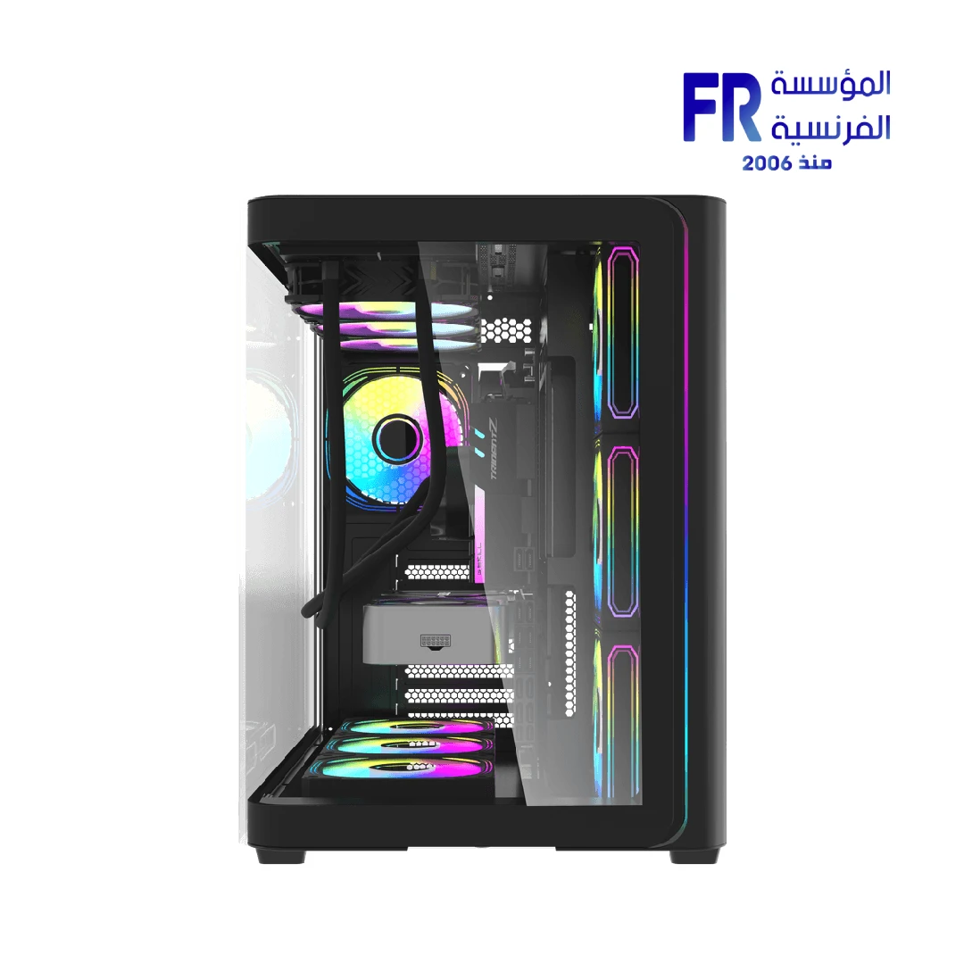DarkFlash L285 Atx Curved Tempered Glass Back Connect Support Argb Type C with 4x DM20 Fans Black Mid Tower Case