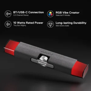 Black Redragon Dora GS512 2.0 RGB stereo desktop soundbar, image view 7