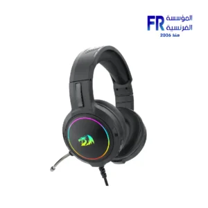 Redragon Mento H270-RGB black headset showing RGB lighting on the earcup