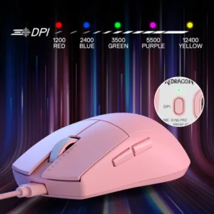 Redragon K1ng M724 Pink wired gaming mouse, up to 12400 DPI, image view 3, product code 6950376722003