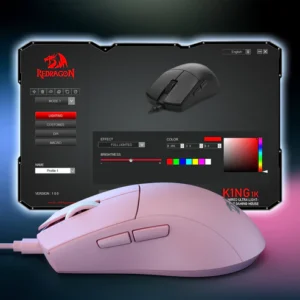 Redragon K1ng M724P pink wired gaming mouse, up to 12400 DPI, image view 6, product code 6950376722003