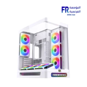 Xigamtek Heaven Arctic 8 Fan Argb Pwm E ATX Support BTF MB Type C Single Piece Curved Tempered Glass White Mid Tower Case