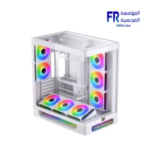 Xigamtek Heaven Arctic 8 Fan Argb Pwm E ATX Support BTF MB Type C Single Piece Curved Tempered Glass White Mid Tower Case