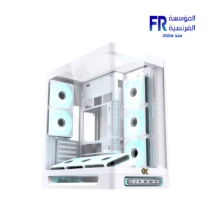 Xigamtek Heaven Arctic 8 Fan Argb Pwm E ATX Support BTF MB Type C Single Piece Curved Tempered Glass White Mid Tower Case