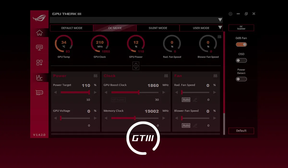 ASUS GPU Tweak III Interface