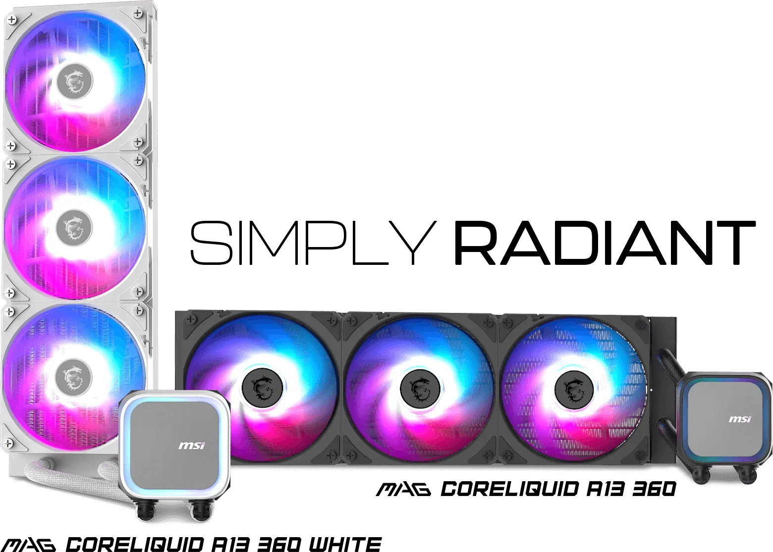 MSI MAG Coreliquid A13 360 White liquid cooler main showcase visual