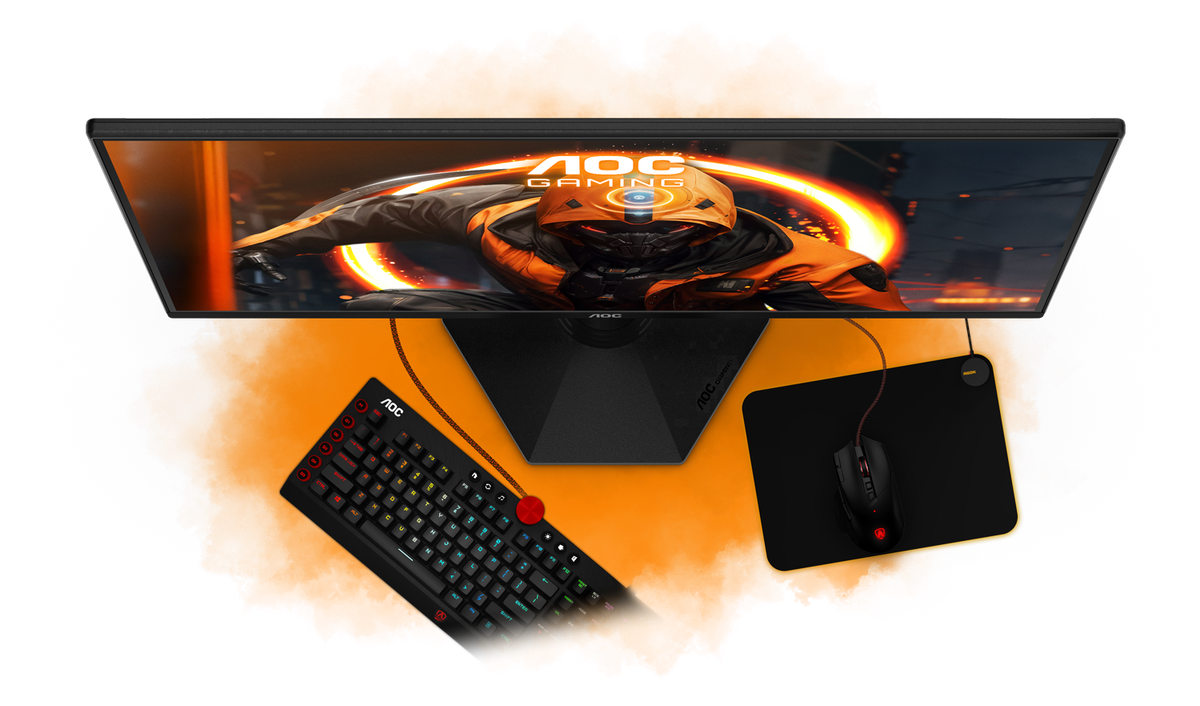 AOC eSports stand structural layout with keyboard rotation space