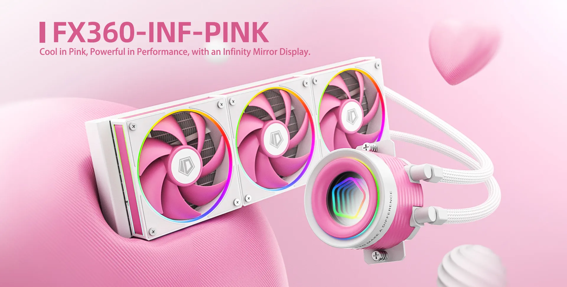 ID-COOLING FX360 INF PINK ARGB Liquid CPU Cooler Hero Visual Display