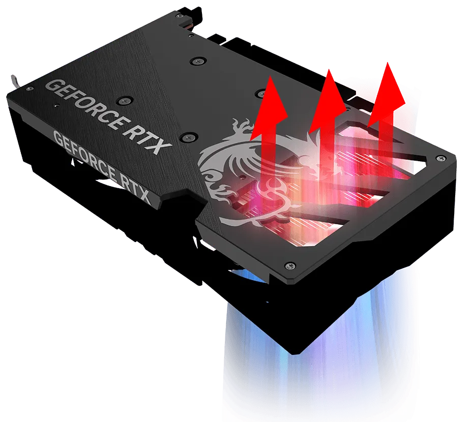 MSI GeForce RTX 5050 8G GAMING OC solid metal backplate reinforcement