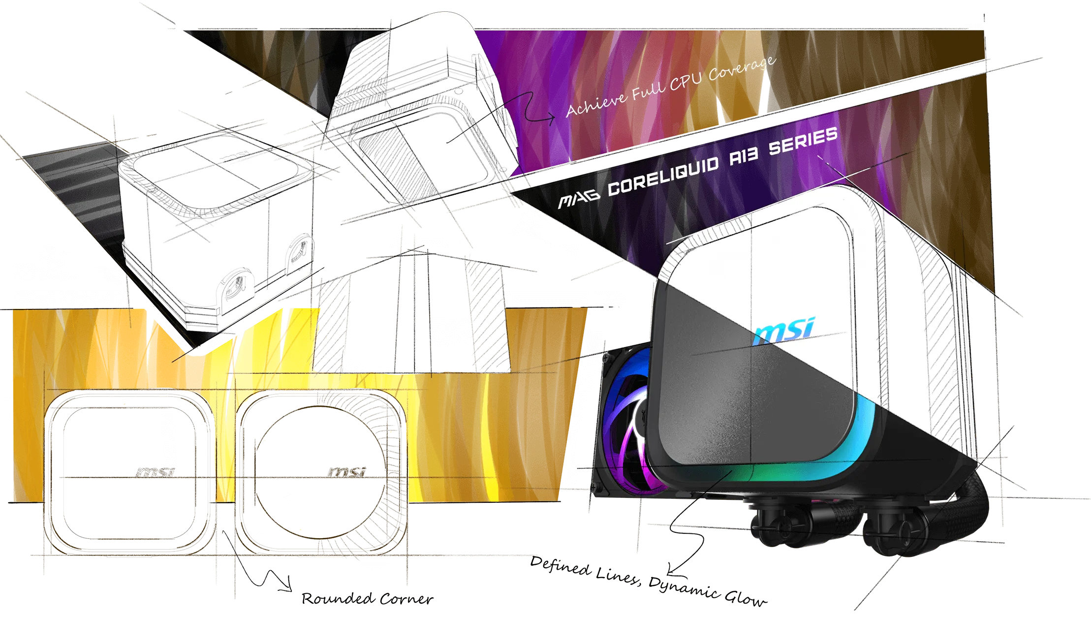 Balanced square and round design aesthetics of the MAG Coreliquid A13 360 block cover