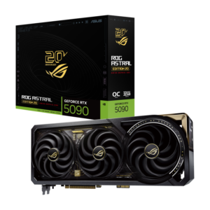 ASUS ROG Astral GeForce RTX 5090 Edition 20 retail box beside the graphics card