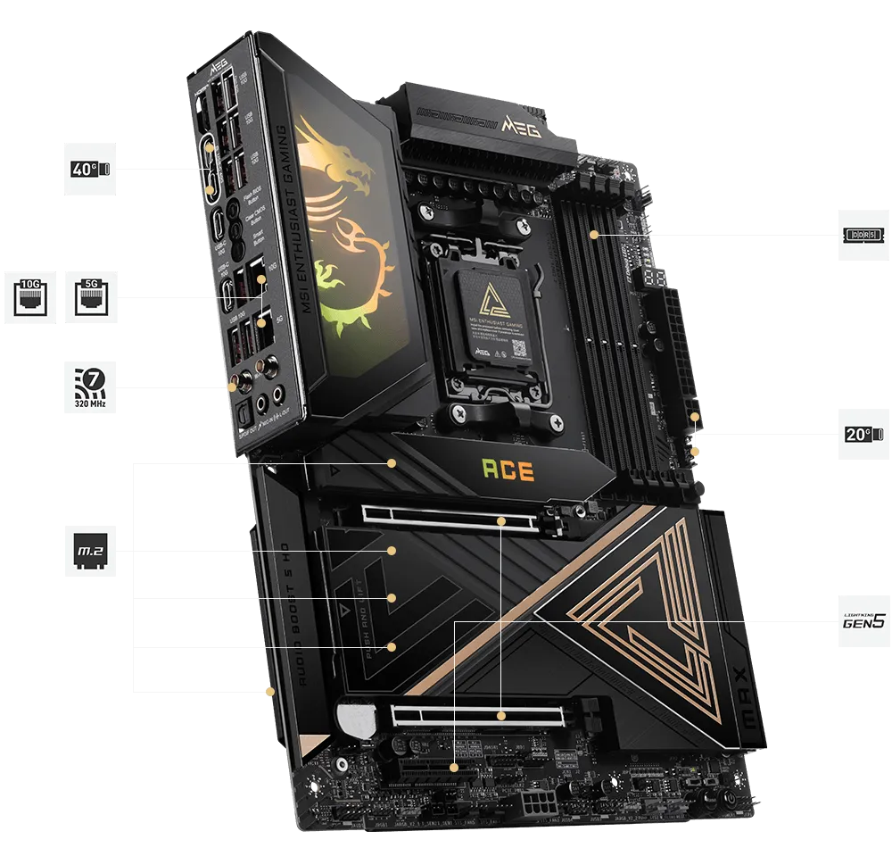 MSI MEG X870E Ace Max Board View