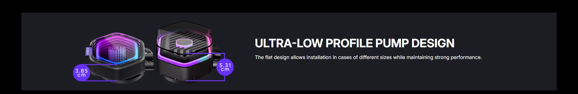 Ultra-low profile pump design at 3.85cm for compact case compatibility