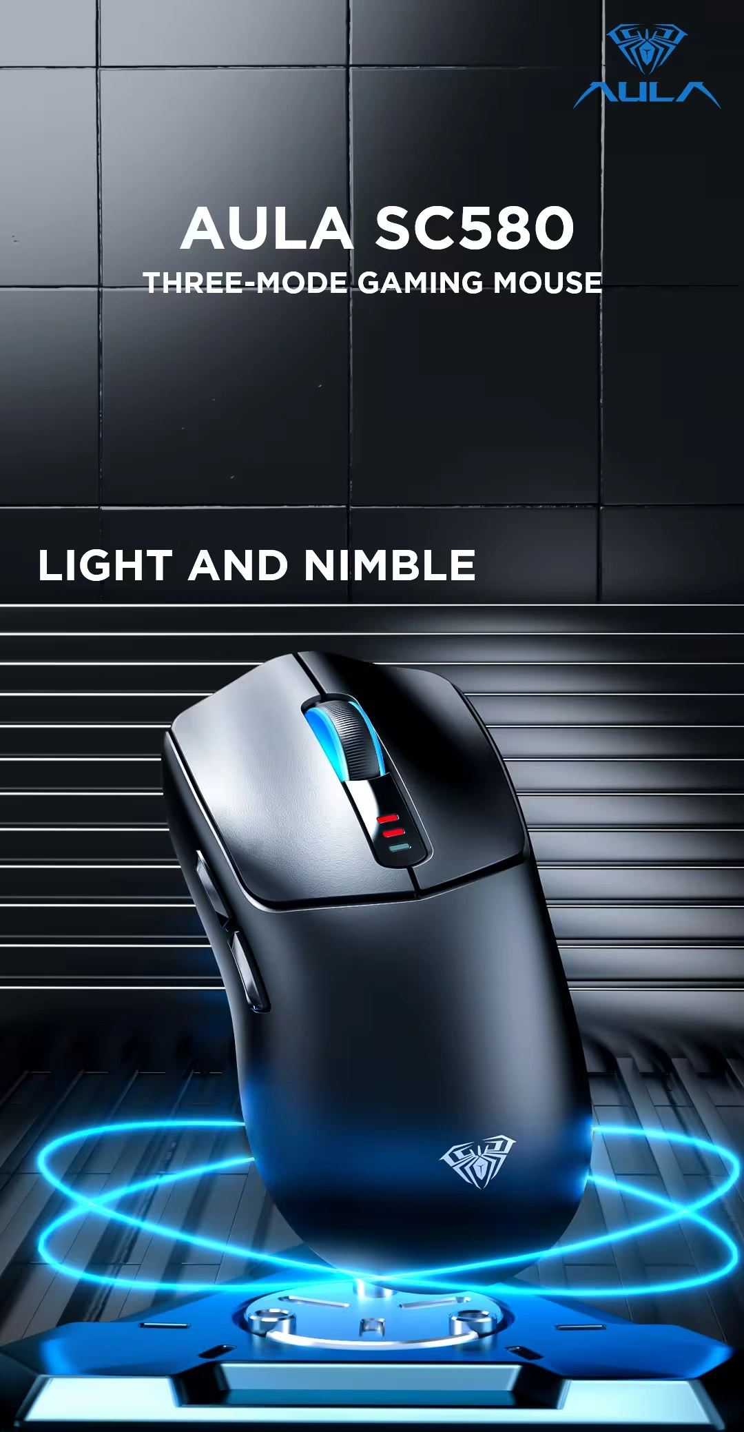 AULA SC580 gaming mouse tri-mode connectivity diagram