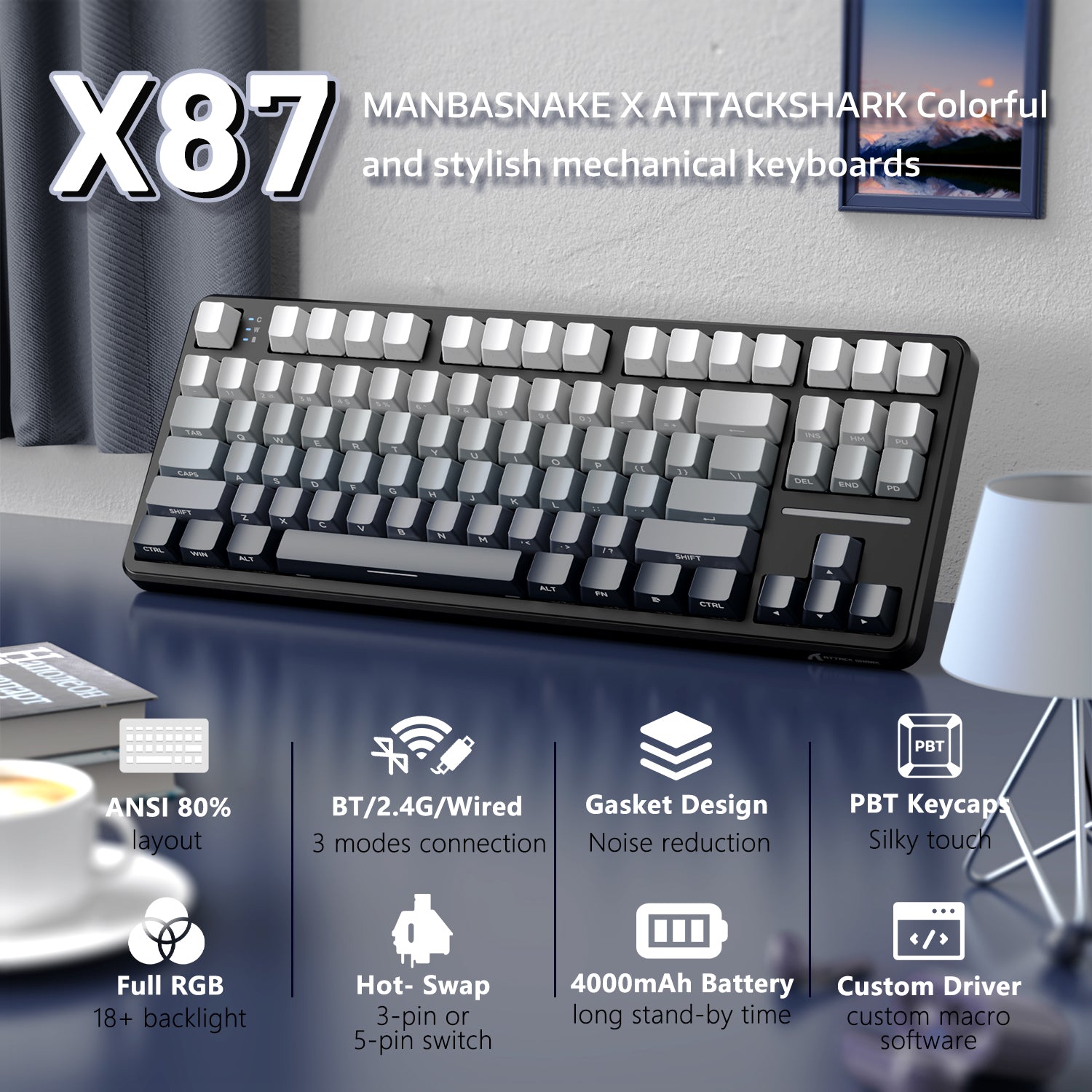 Hot-swappable linear strawberry switches close-up