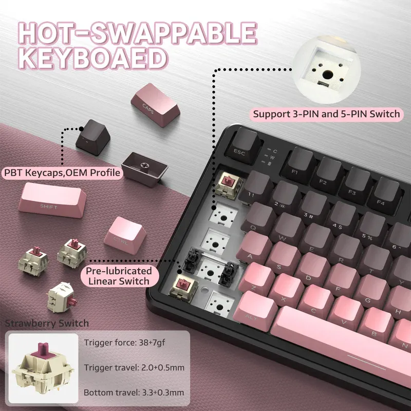 Attack Shark X87 standard gaming keyboard front view