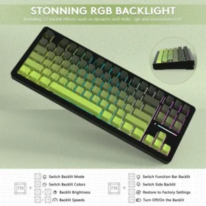 ⁦Attack Shark M87 Pro V2 Tri Mode RGB Green Tea Gaming Keyboard⁩ - الصورة ⁦5⁩