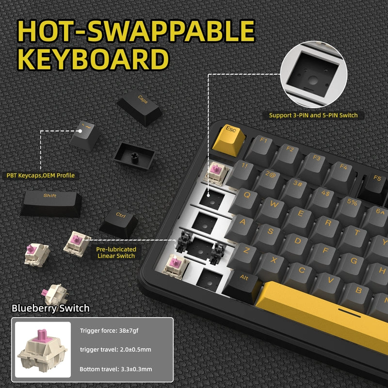 Attack Shark X85 Pro hot-swappable Blueberry linear switches