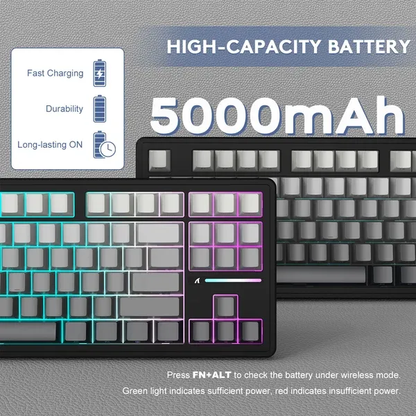 Side-printed gradient PBT keycaps with shine-through RGB