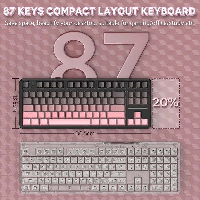 Attack Shark X87 87-key compact TKL layout for space-saving gaming and office use