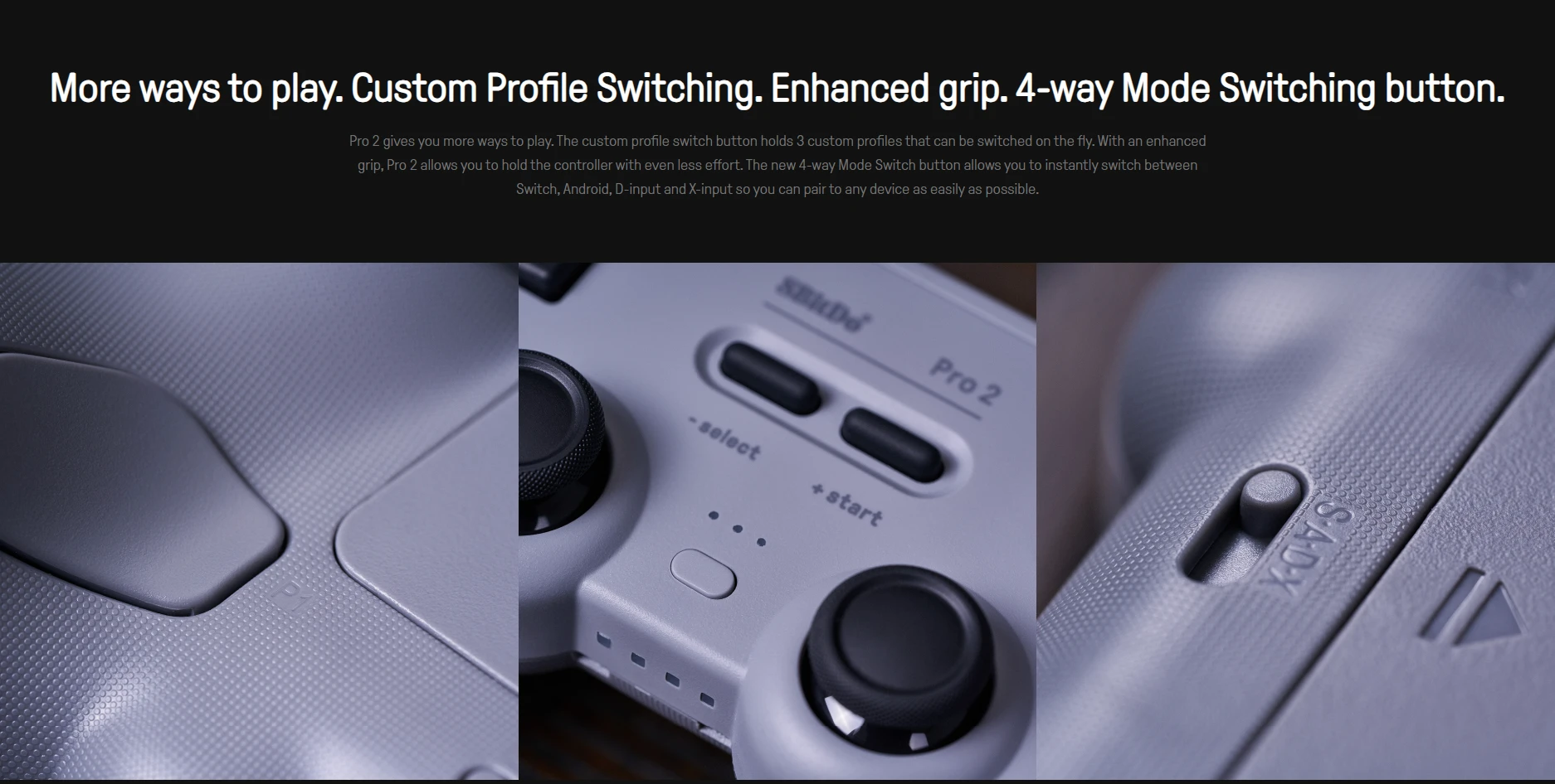 8BitDo Pro 2 custom profiles and mode switching button