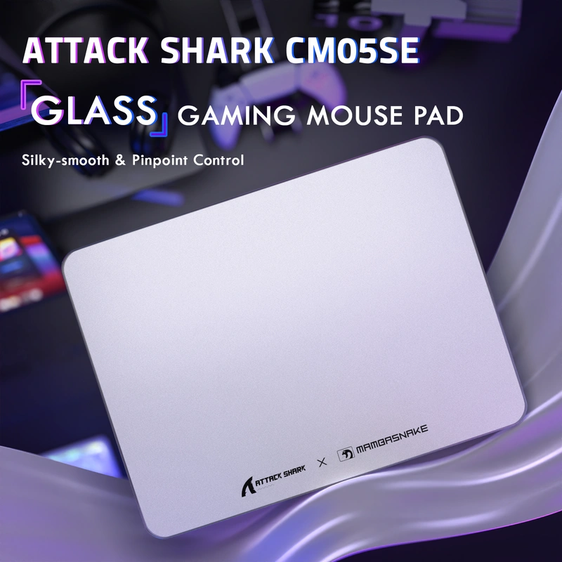Attack Shark CM05 Contour White mouse pad retail package contents with cleaning cloth and manual