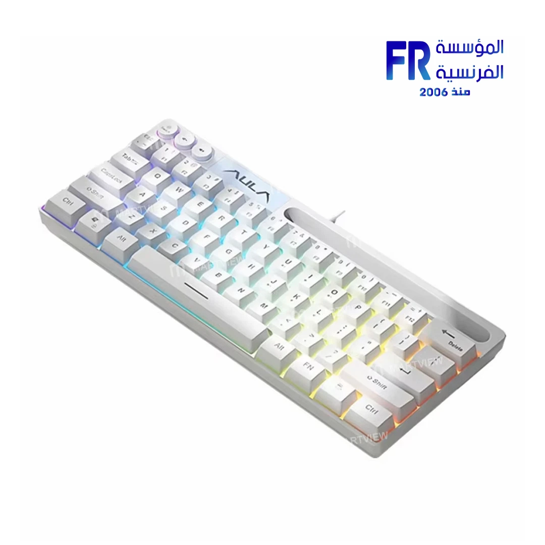 Aula F3061 keyboard white 61 key compact wired membrane gaming with RGB lighting