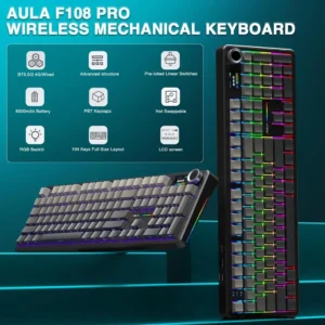 Aula F108 Pro Smart Screen Wireless Mechanical Gaming Keyboard