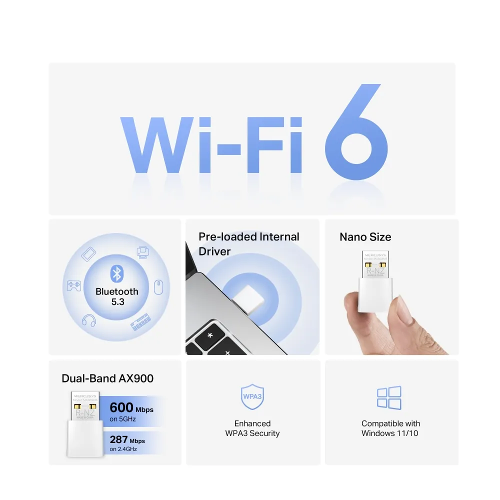Mercusys MA60XNB Wi-Fi 6 Dual-Band 900 Mbps Speeds