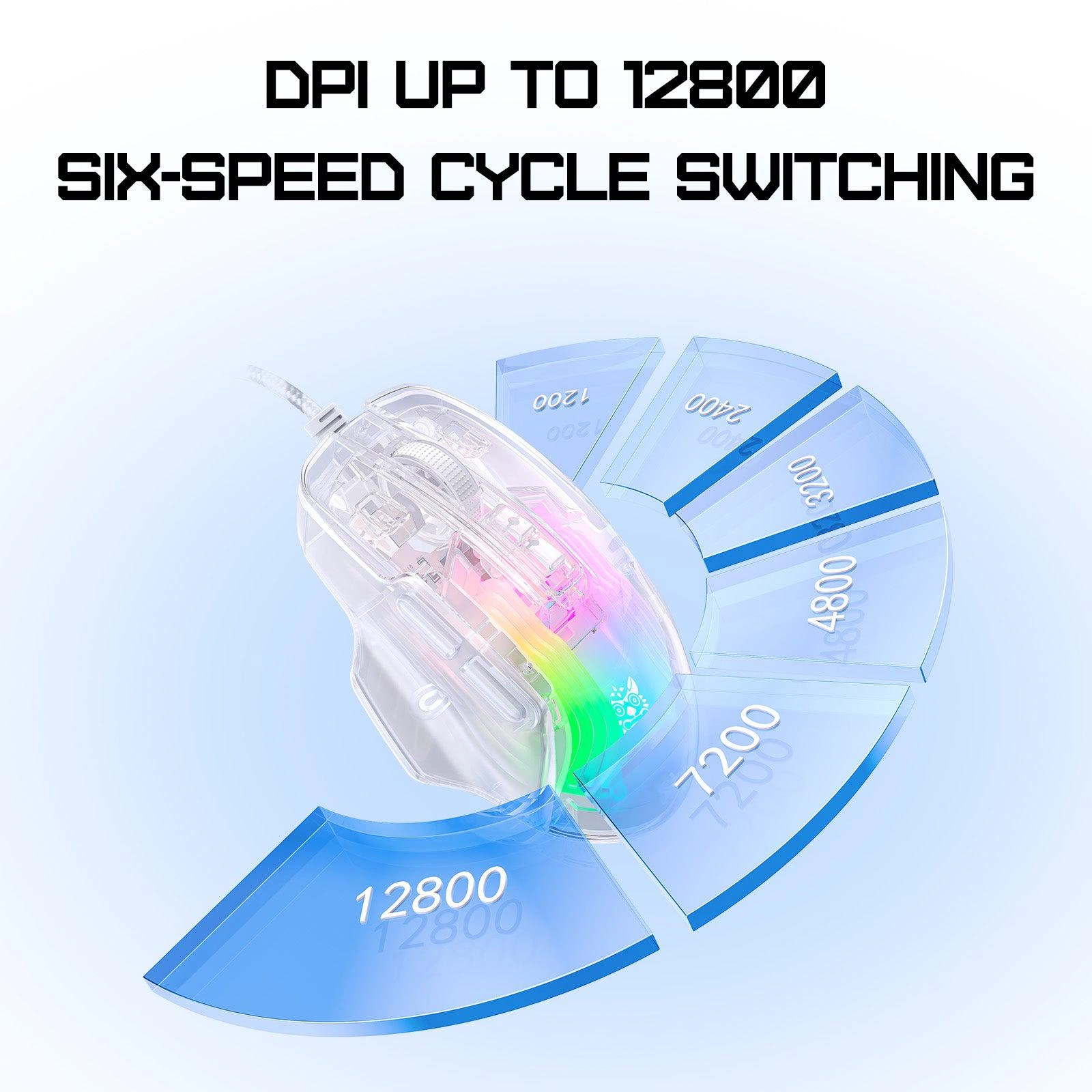 Onikuma CW923 Full Body Transparent Shell Design with RGB Lighting Effects