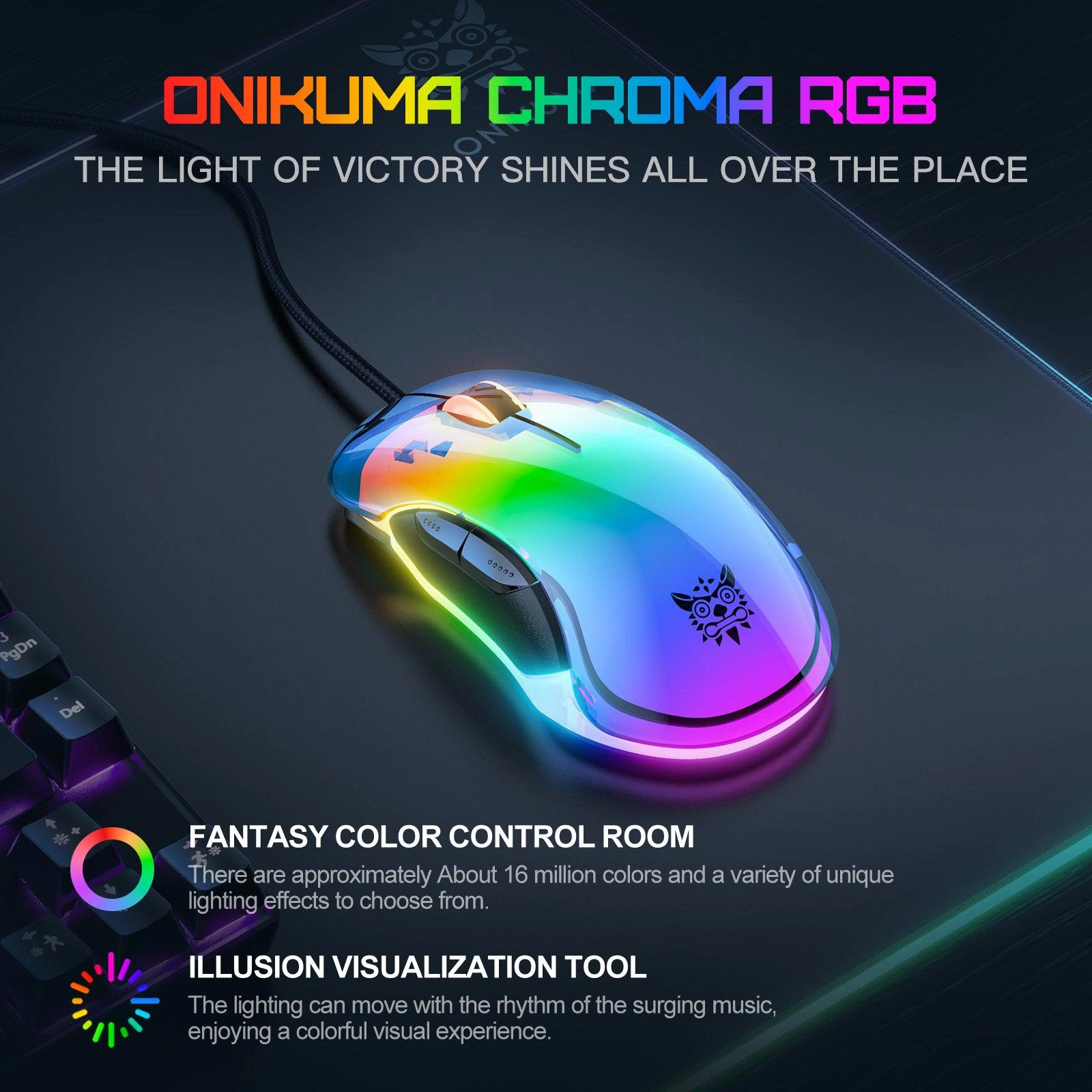 Onikuma CW925 Transparent Black Wired Gaming Mouse