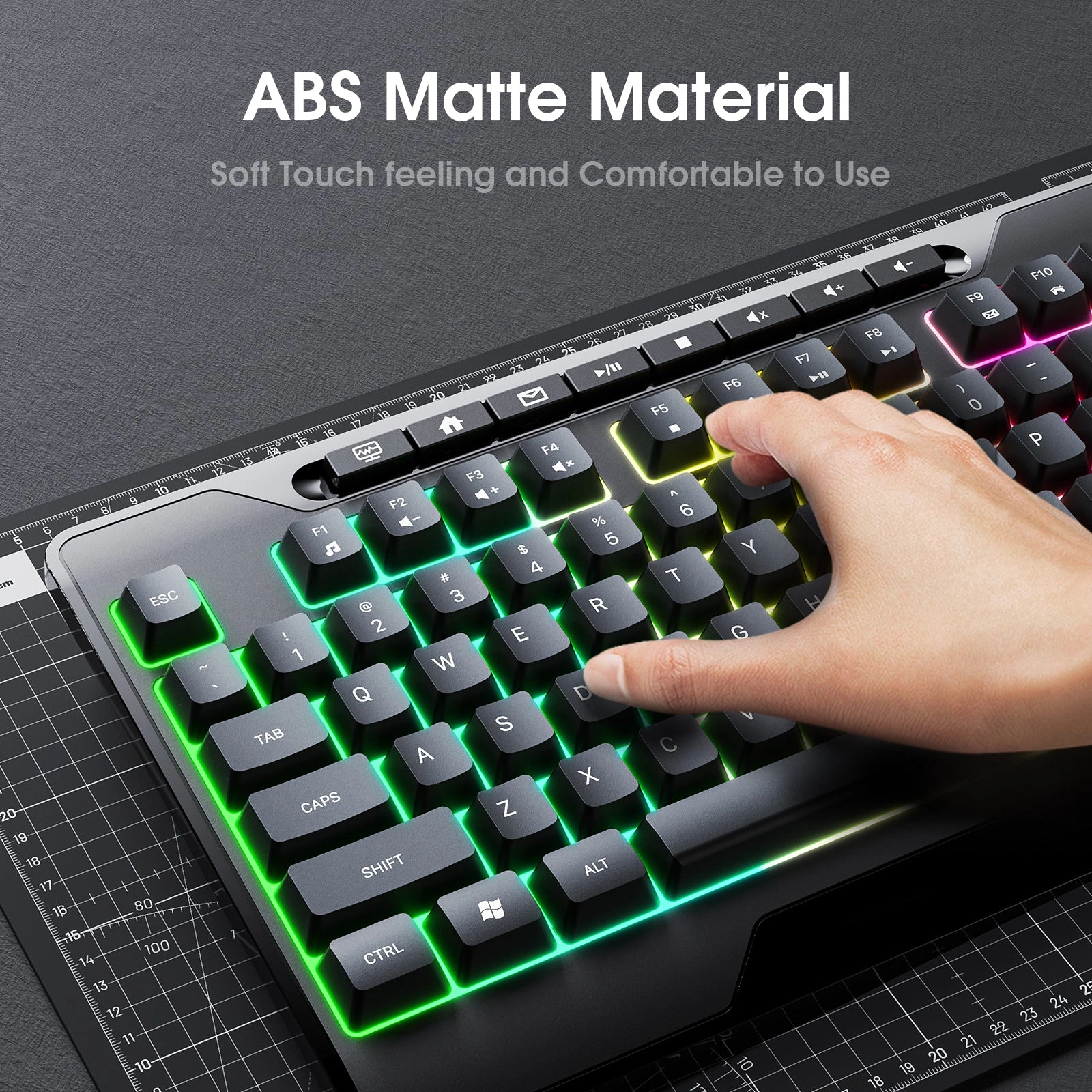 Onikuma G32 Full-Size Keyboard Front View with RGB Backlighting