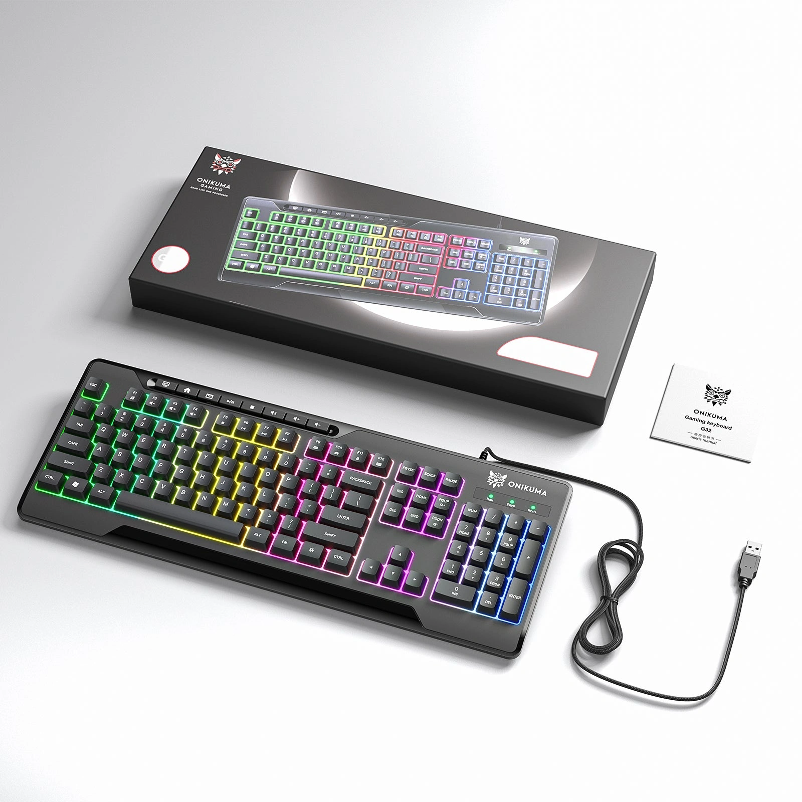 Onikuma G32 Wired Gaming Keyboard with USB Connection and RGB