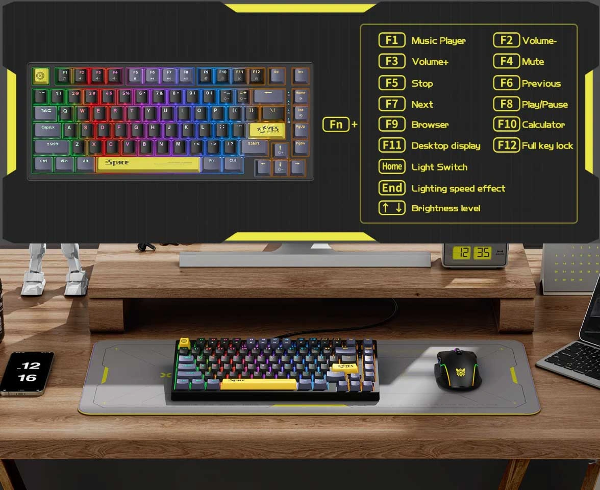 Onikuma G52 75% Compact Layout with 82 Keys and RGB Backlighting