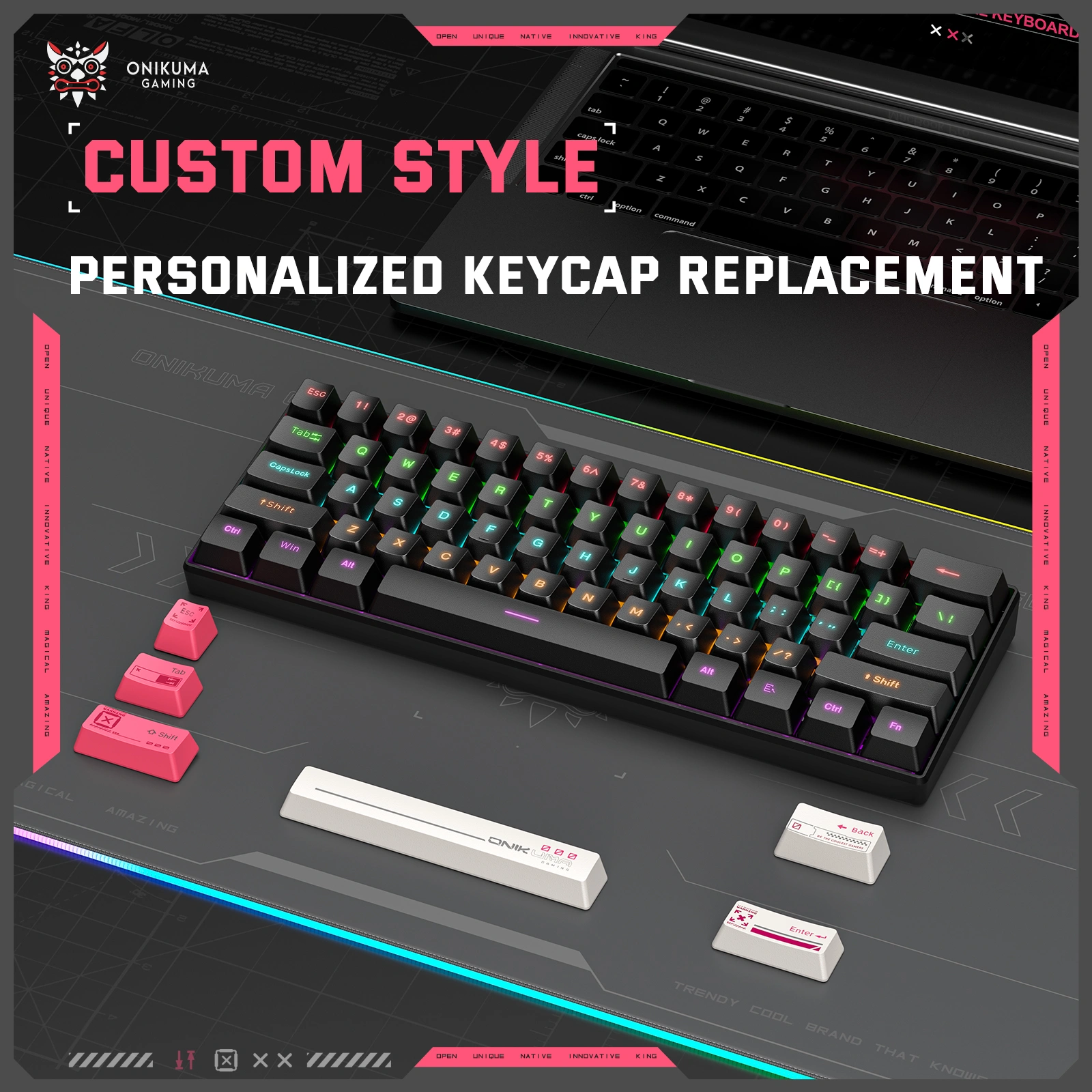 Onikuma G55 ABS Keycaps with Polished Details and Custom Style